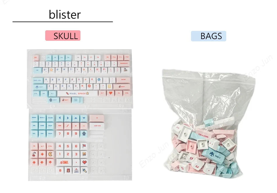 124 Keys XDA Profile Pixel Wars Theme PBT Keycaps - Keebookeys