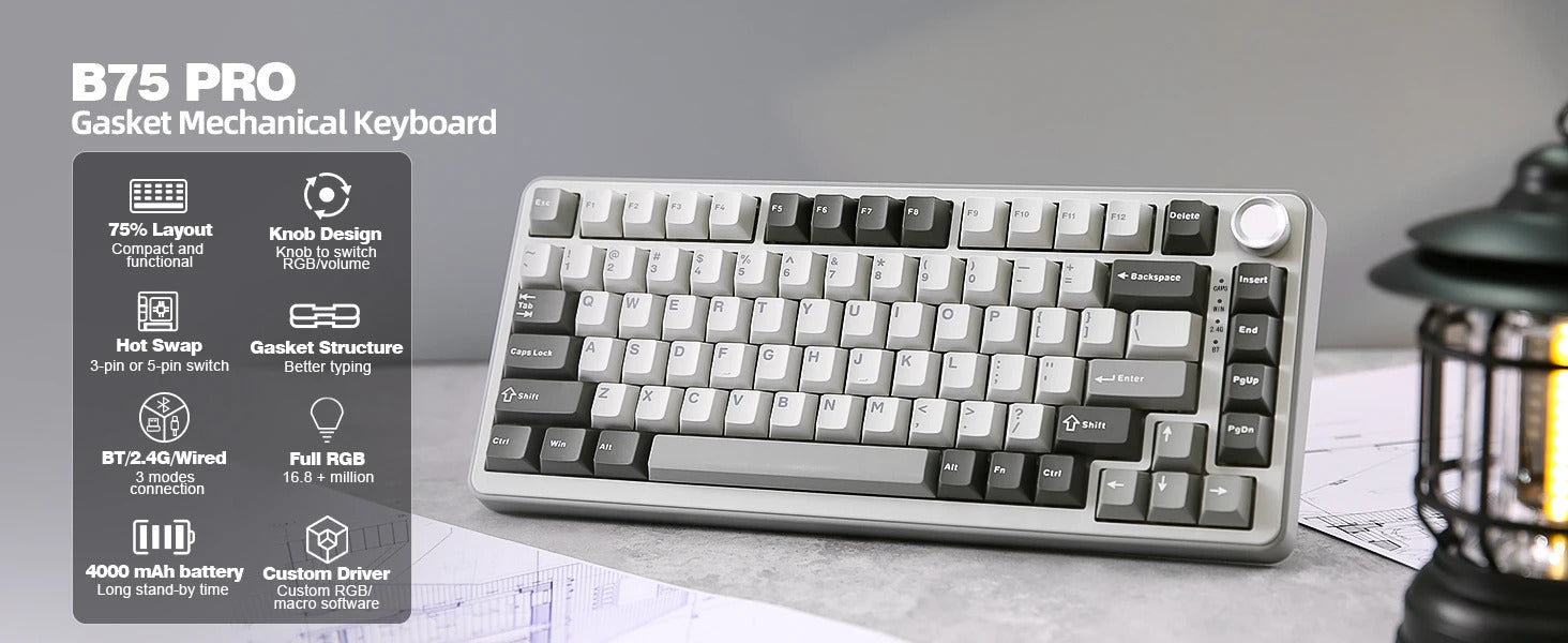 YUNZII B75 PRO Mechanical Keyboard - Keebookeys