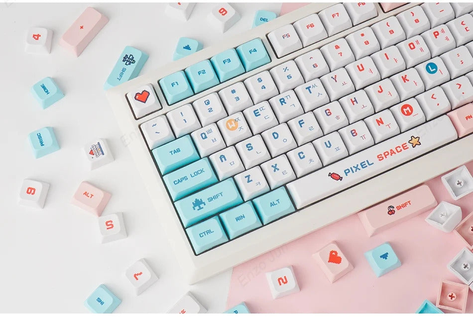 124 Keys XDA Profile Pixel Wars Theme PBT Keycaps - Keebookeys