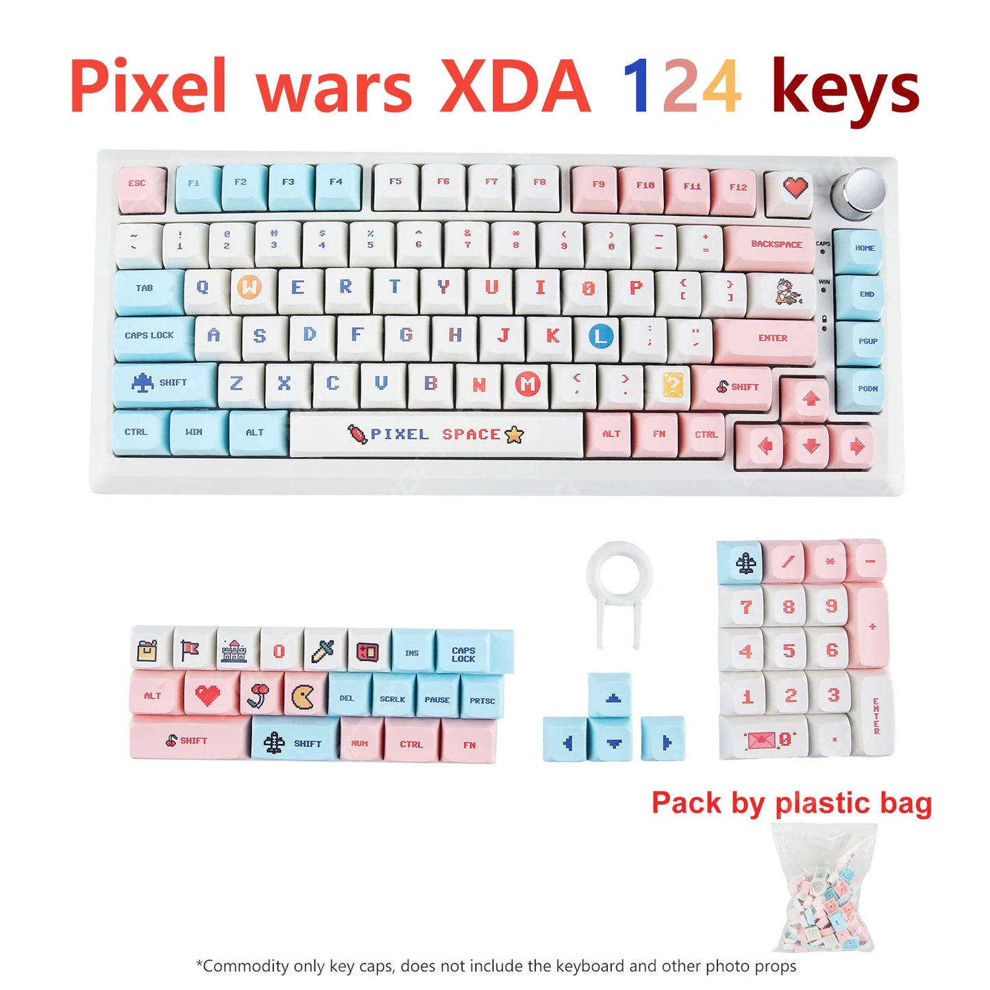 124 Keys XDA Profile Pixel Wars Theme PBT Keycaps - Keebookeys