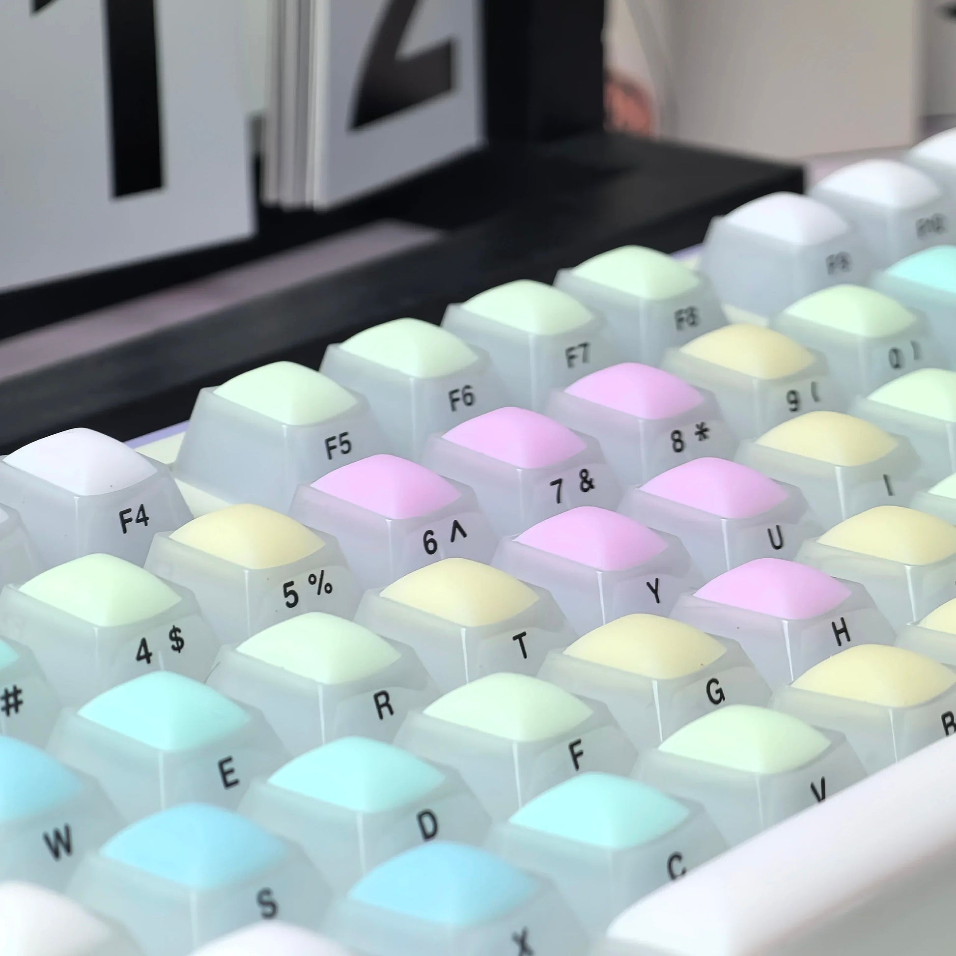 124 Keys Cherry Profile Rainbow Soft Candy Keycaps - Keebookeys