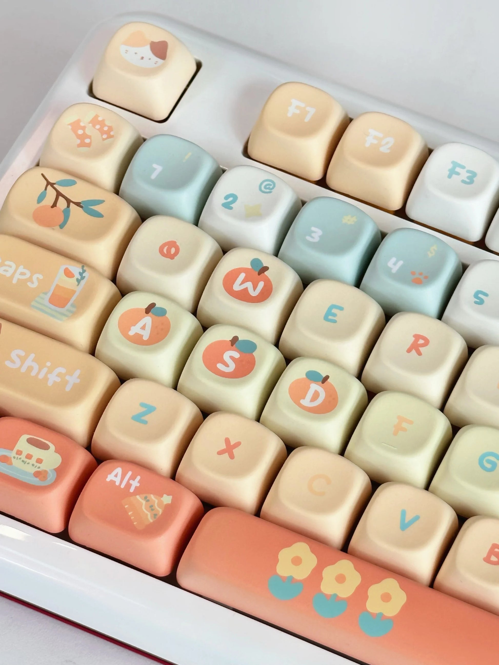 131 Keys XOA Profile Orange Soda Theme PBT Keycaps - Keebookeys