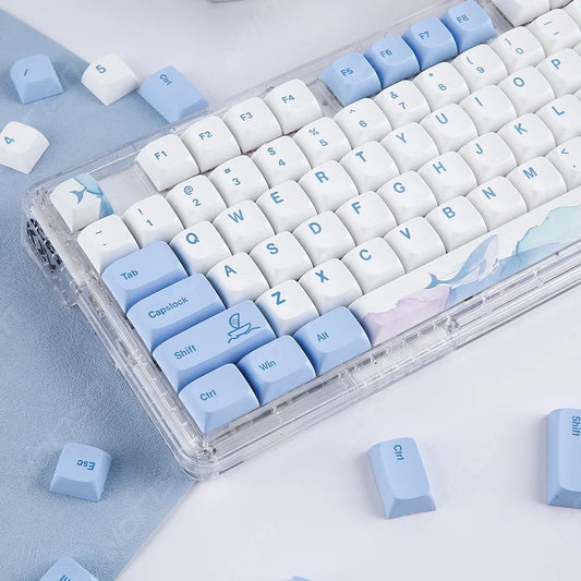 133 Keys XDA Profile Ocean Whale Theme PBT Keycaps - Keebookeys