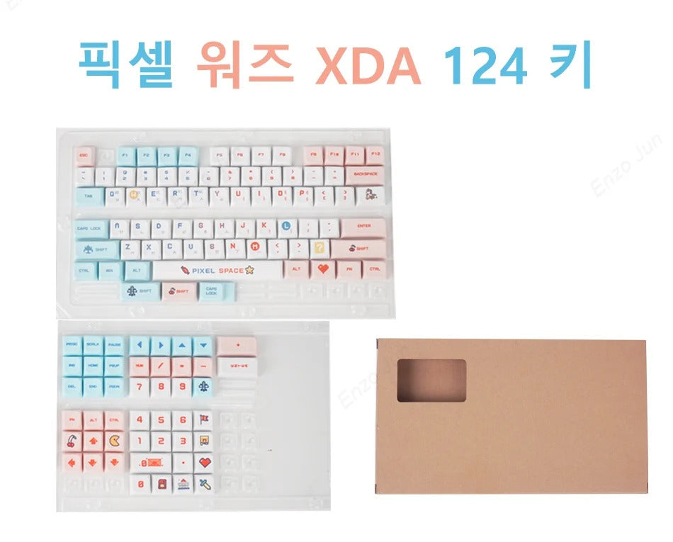 124 Keys XDA Profile Pixel Wars Theme PBT Keycaps - Keebookeys