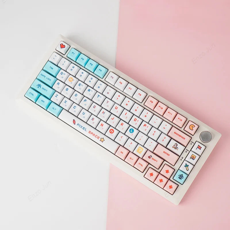 124 Keys XDA Profile Pixel Wars Theme PBT Keycaps - Keebookeys