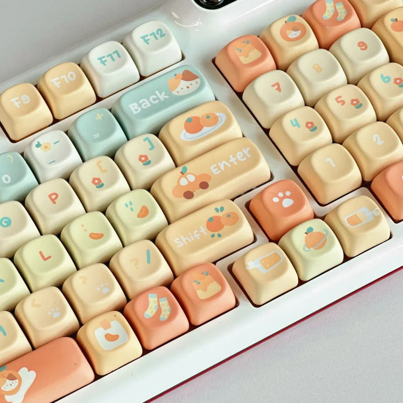 131 Keys XOA Profile Orange Soda Theme PBT Keycaps - Keebookeys