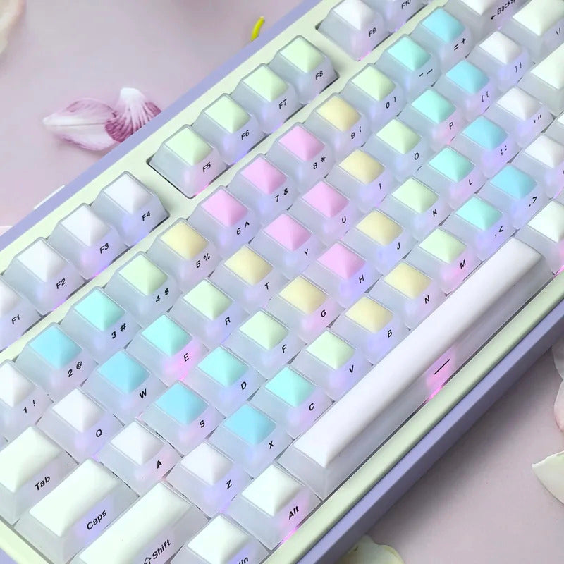 124 Keys Cherry Profile Rainbow Soft Candy Keycaps - Keebookeys