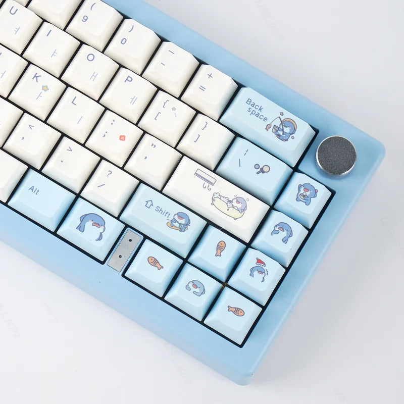 131 Keys Cherry Profile Cute Shark Theme PBT Keycaps - Keebookeys