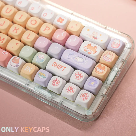 126 Keys MOA Profile Colorful Dogs & Raccoon Theme PBT Keycaps - Keebookeys