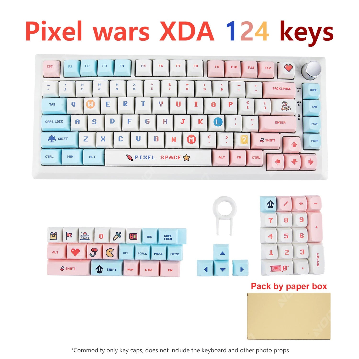 124 Keys XDA Profile Pixel Wars Theme PBT Keycaps - Keebookeys