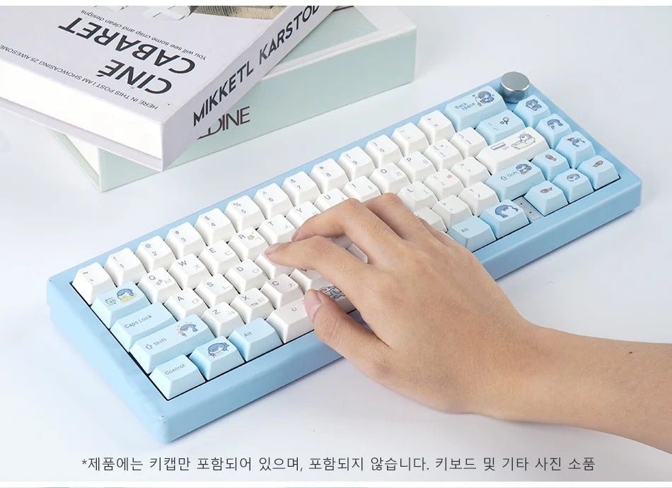 131 Keys Cherry Profile Cute Shark Theme PBT Keycaps - Keebookeys