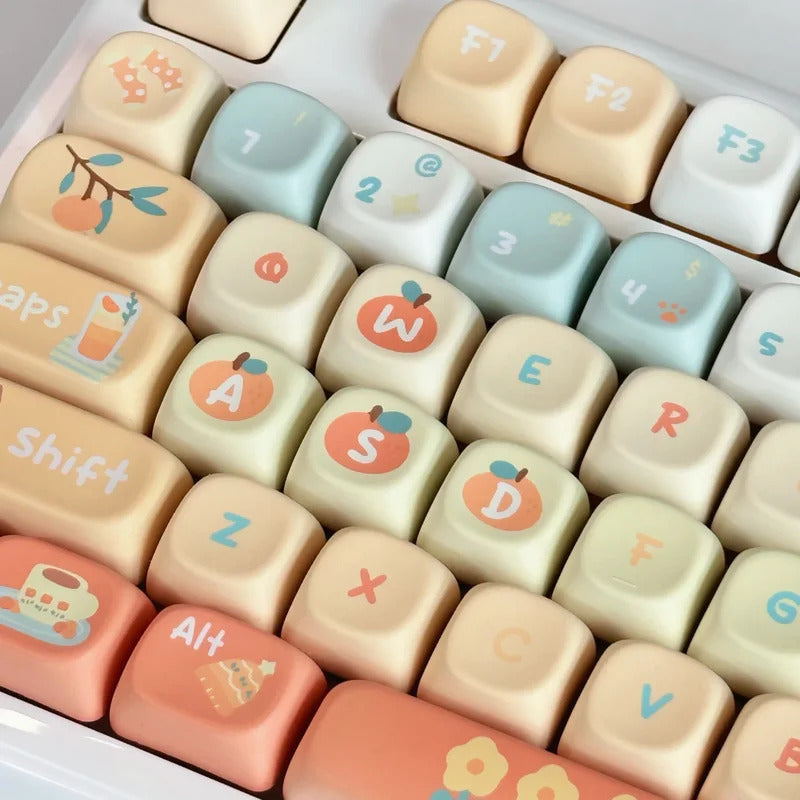 131 Keys XOA Profile Orange Soda Theme PBT Keycaps - Keebookeys