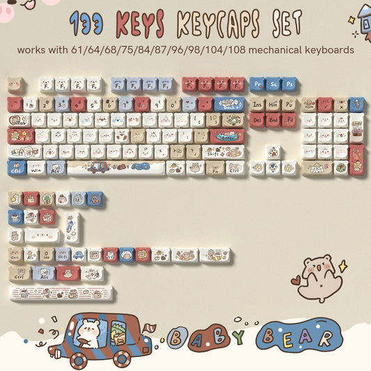 133 Keys Baby Bear PBT Keycaps - Keebookeys